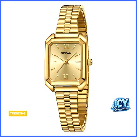 Stainless Steel Expansion Band Quartz Wrist Watch Water Resistant